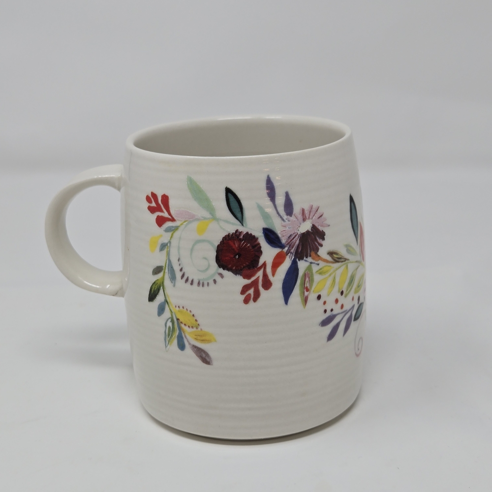 Anthropologie Starla M Halfmann Monogram Letter "S" Petal Palette Coffee Mug